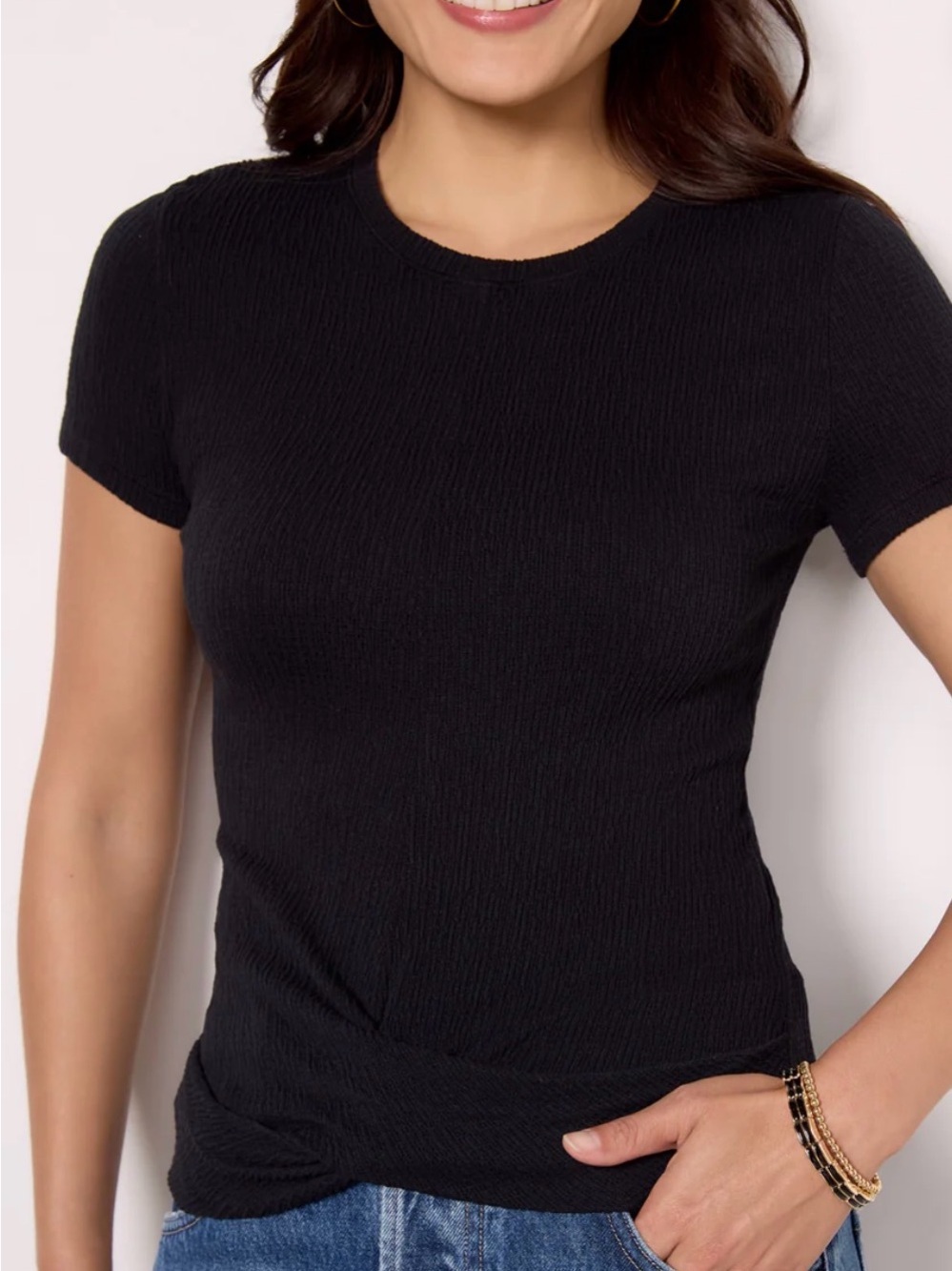 Michael Stars Stella Black Twist-Front Tee NWT Medium